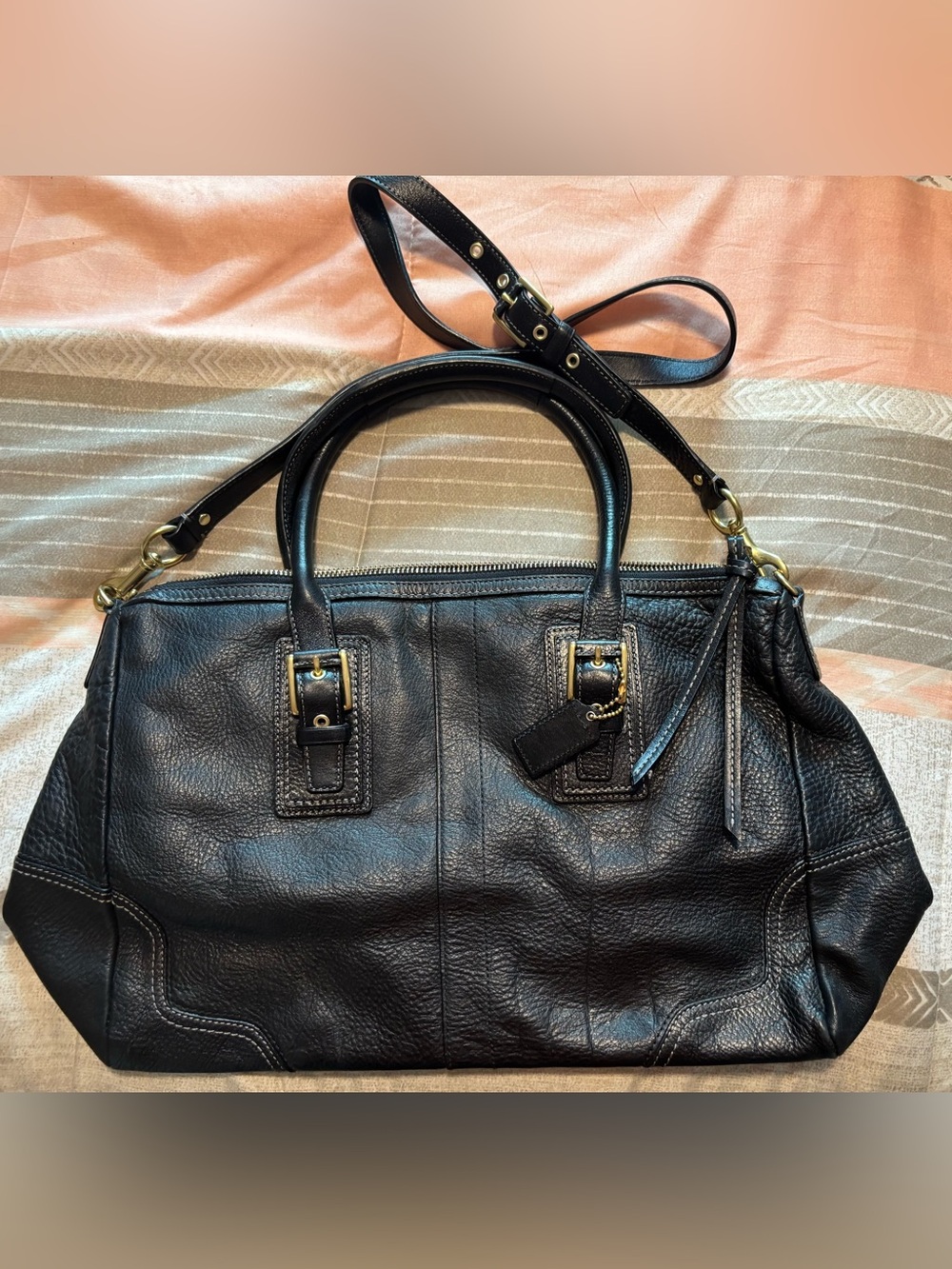 Coach Classic Black Leather Satchel Handbag